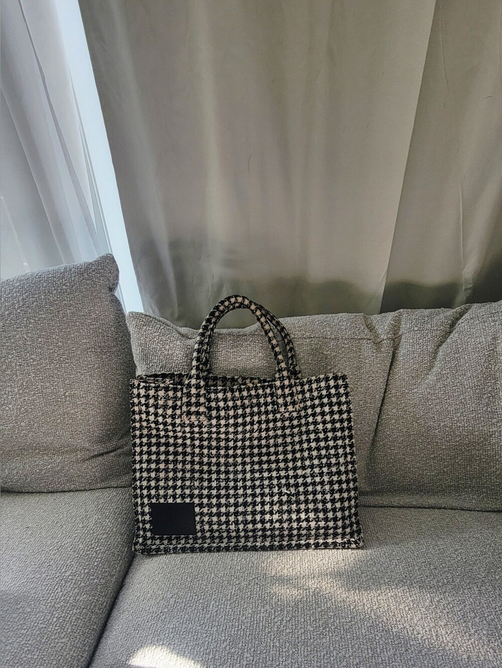 Sandro Black & White Houndstooth Tote - Picture 3 of 6